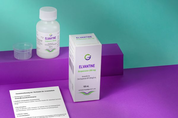 Produktbild von Elvantine MVS Pharma mit Messbecher und Packungsbeilage 2